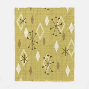 Mid Century Modern Diamonds Yellow Fleece Blanket