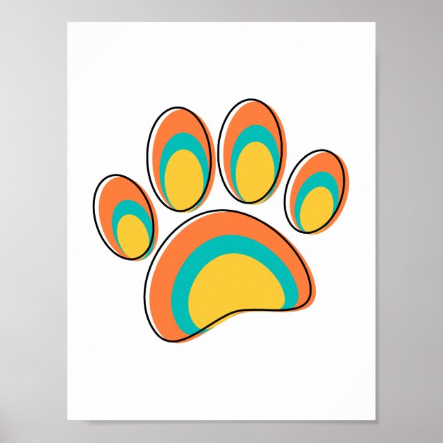 Mid Century Modern Dog Paw Print (Front)