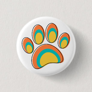 Mid Century Modern Dog Paw Print 3 Cm Round Badge