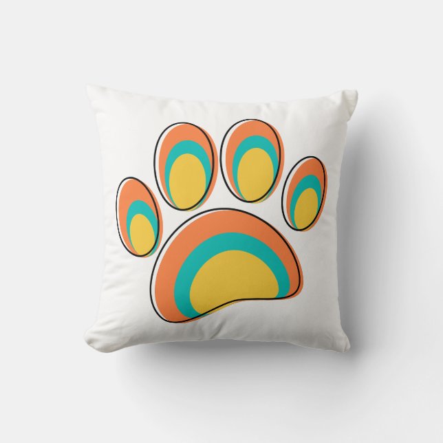 Mid Century Modern Dog Paw Print Cushion (Front)