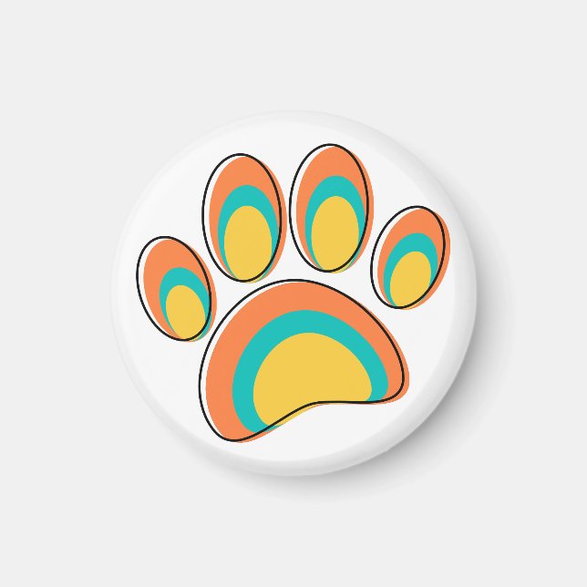 Mid Century Modern Dog Paw Print Magnet (Front)