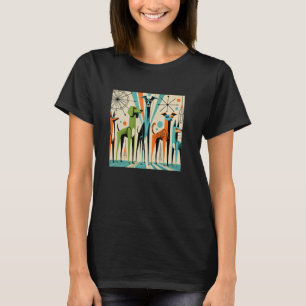Mid Century Modern Dogs 50s 60s Retro Style Art T-Shirt