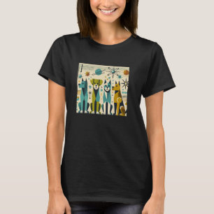 Mid Century Modern Dogs 50s 60s Retro Style Art T-Shirt