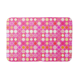 Mid-Century Modern Dots - deep pink & multi Bath Mat