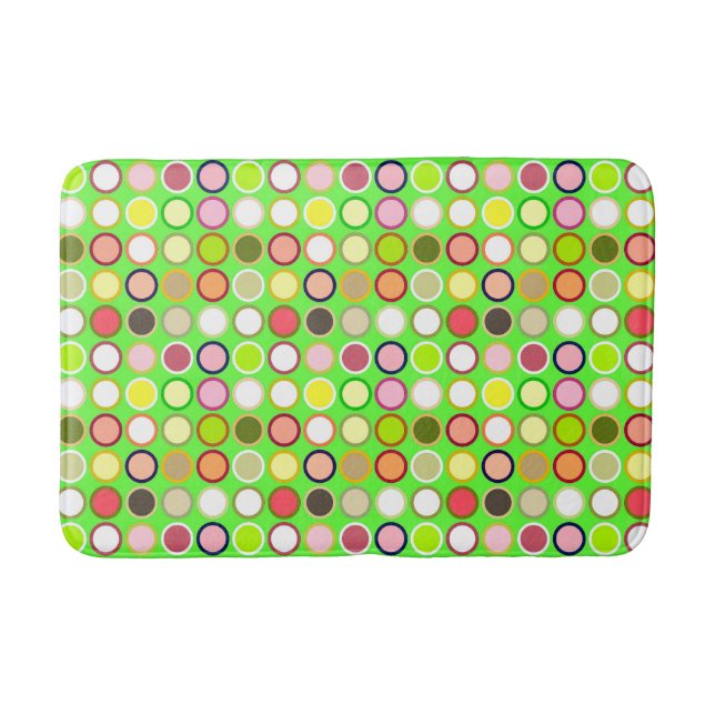 Mid-Century Modern Dots - lime with multi Bath Mat (Front)