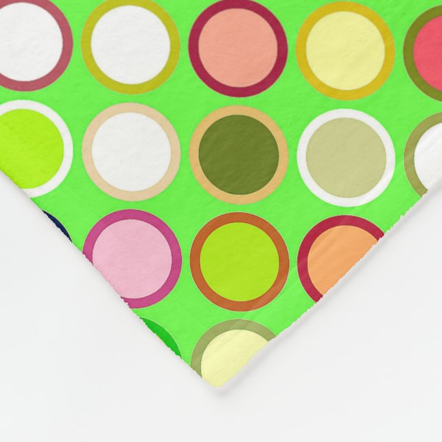 Mid-Century Modern Dots - lime with multi Fleece Blanket (Corner)