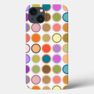 Mid-Century Modern Dots, Multi Colours on White iPhone 13 Case