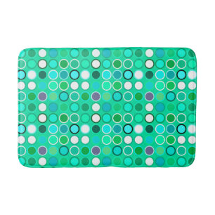 Mid-Century Modern Dots - shades of aqua Bath Mat