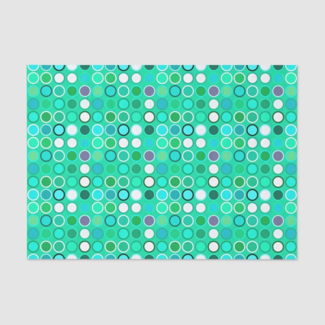 Mid-Century Modern Dots, Shades of Aqua, Turquoise Tissue Paper (Front)