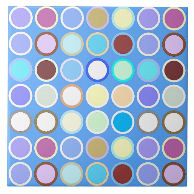 Mid-Century Modern Dots - sky blue & multi Ceramic Tile (Front)