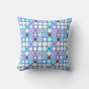 Mid-Century Modern Dots - sky blue & multi Cushion