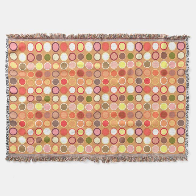 Mid-Century Modern Dots - tan & multi Throw Blanket (Front)