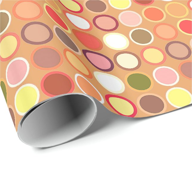 Mid-Century Modern Dots - tan & multi Wrapping Paper (Roll Corner)