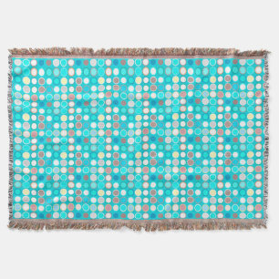 Mid-Century Modern Dots - turquoise with multi Throw Blanket