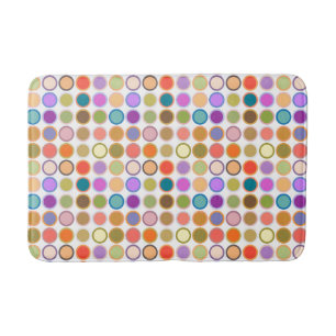 Mid-Century Modern Dots - white with multi Bath Mat