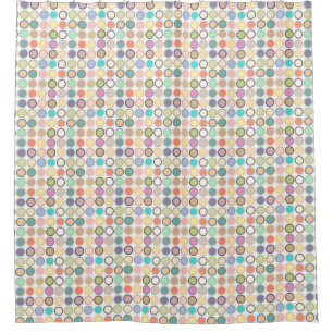 Mid-Century Modern Dots - white with pastels Shower Curtain