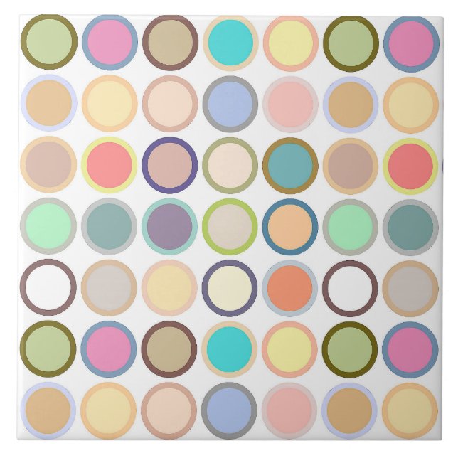 Mid-Century Modern Dots - white with pastels Tile (Front)