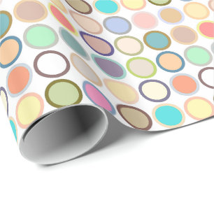 Mid-Century Modern Dots - white with pastels Wrapping Paper