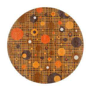 Mid Century Modern Dots Woven Pattern Brown Orange Cutting Board