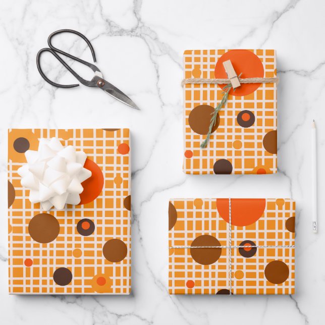 Mid Century Modern Dotty Dots Woven Pattern Wrapping Paper Sheet (Front)