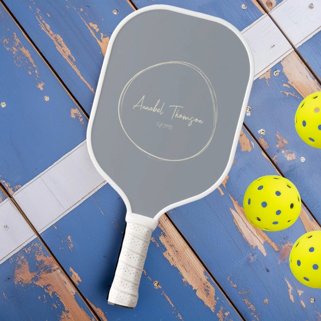Mid-Century Modern Dove Grey | Script Name Pickleball Paddle (Creator Uploaded)