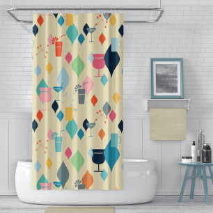 Mid Century Modern Drinks Shower Curtain