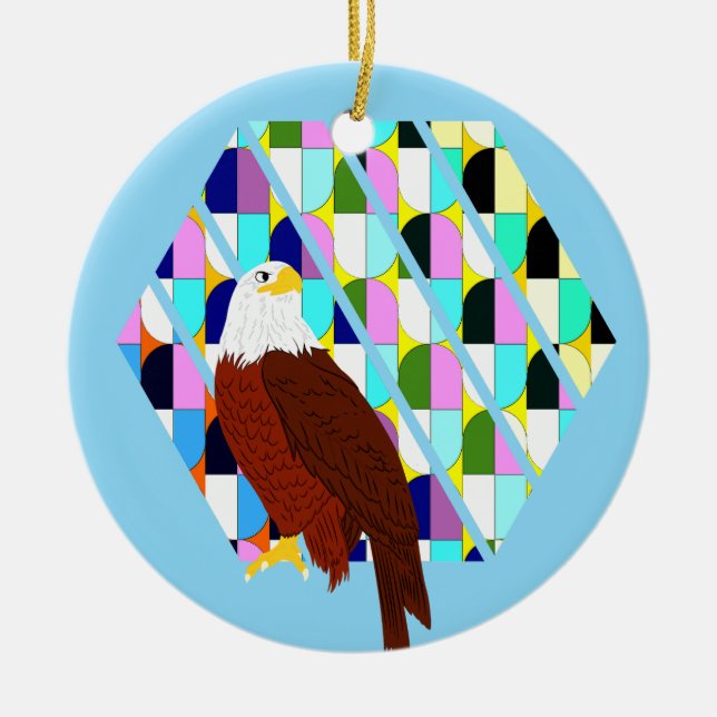 Mid Century Modern Eagle Ceramic Ornament (Front)