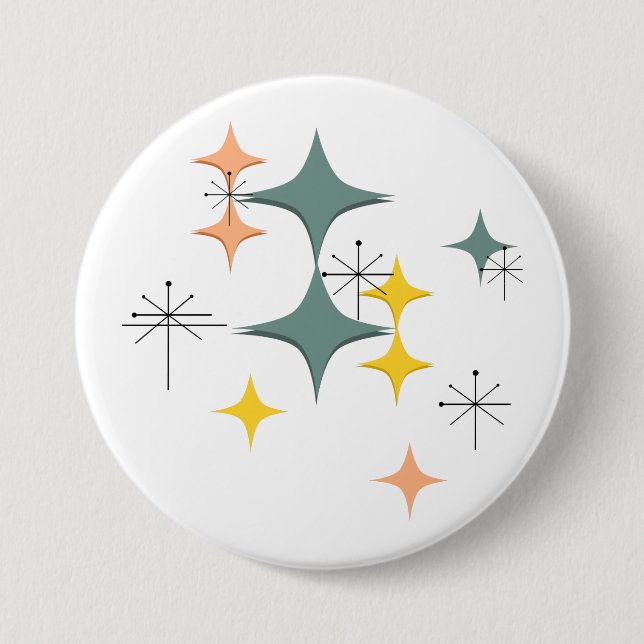Mid Century Modern Eames Atomic Starbursts Custom 7.5 Cm Round Badge (Front)