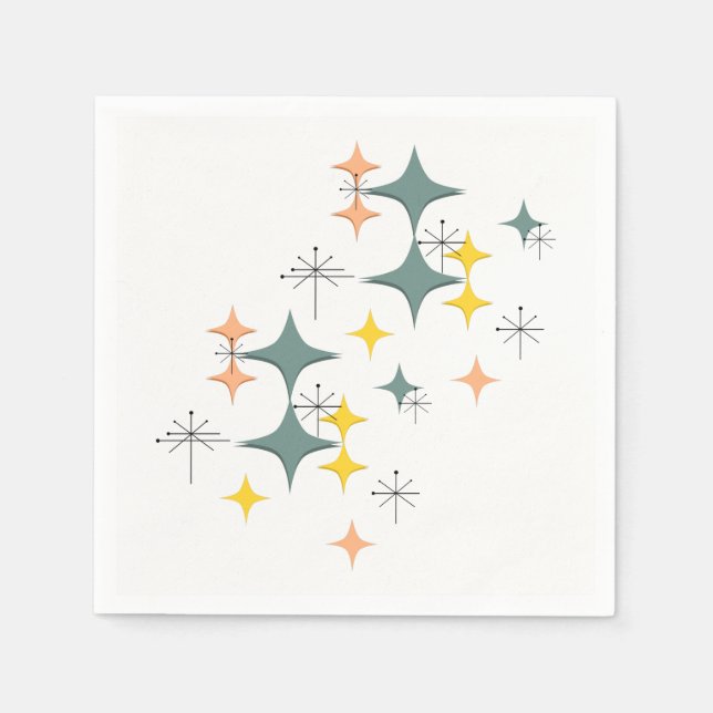 Mid Century Modern Eames Atomic Starbursts Custom Napkin (Front)