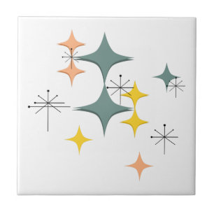 Mid Century Modern Eames Atomic Starbursts Pattern Ceramic Tile