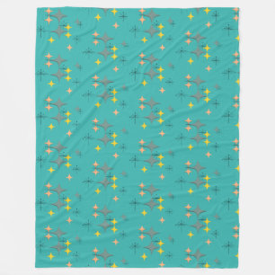 Mid Century Modern Eames Atomic Starbursts Pattern Fleece Blanket