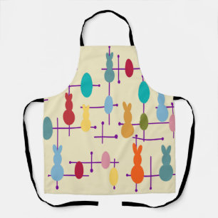 Mid-century Modern Eggs and Bunnies Apron