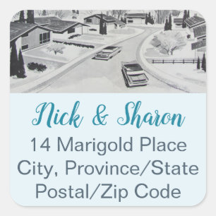 Mid-century Modern Envelope Seal Address Labels