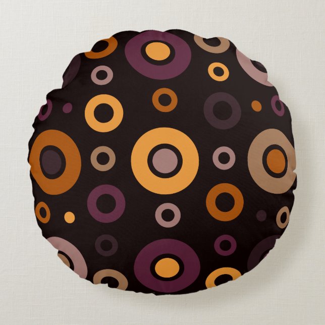 Mid-Century Modern Fall Geometric  Round Cushion (Front)