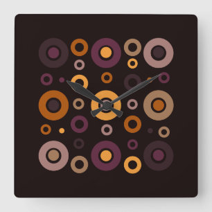 Mid-Century Modern Fall Geometric   Square Wall Clock