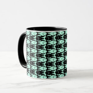 Mid-Century Modern fish, aqua and black Mug