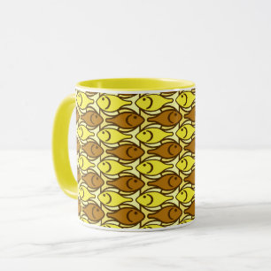 Mid-Century Modern fish, brown and yellow Mug