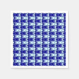 Mid-Century Modern fish, cobalt and light blue Napkin