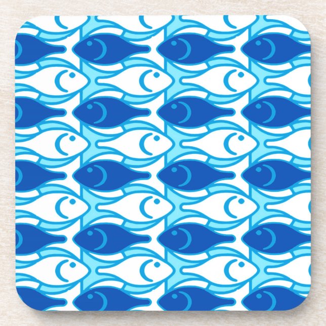 Mid-Century Modern fish, cobalt blue Coaster (Front)