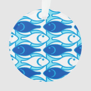 Mid-Century Modern fish, cobalt blue Ornament