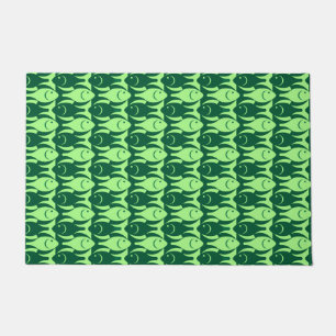 Mid-Century Modern Fish, Emerald and Lime Green Doormat