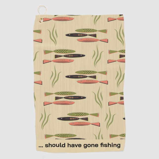 Mid Century modern Fish Golf Towel (Front)