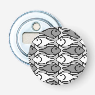 Mid-Century Modern fish, grey, white and black Bottle Opener