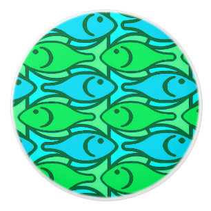 Mid-Century Modern fish, jade green Ceramic Knob