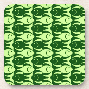 Mid-Century Modern fish, lime and dark green Coaster