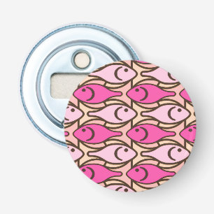 Mid-Century Modern fish, shades of coral pink Bottle Opener