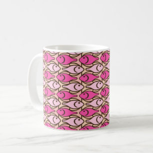 Mid-Century Modern fish, shades of coral pink Coffee Mug