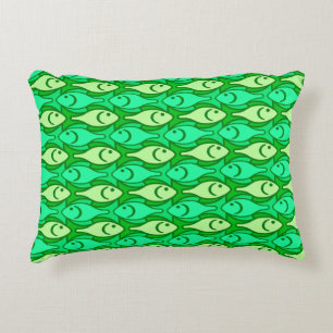 Mid-Century Modern fish, shades of lime green Decorative Cushion