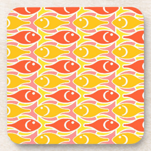 Mid-Century Modern fish, tangerine orange Coaster