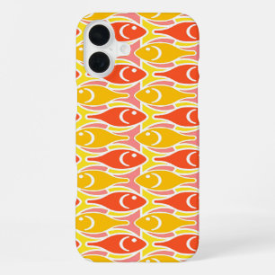 Mid-Century Modern fish, tangerine orange iPhone Case